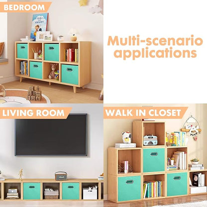 ShellKingdom Storage Bins, Foldable Fabric Storage Cubes And Cloth Storage Organizer Drawer with Metal Handle For Closet And Toys, 11 X 10.5 X 10.5 INCH, 6 Pack (Mint Green)
