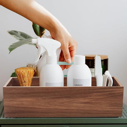 Toilet Tank Basket, Toilet Paper Basket for Back of Toilet Tank Top, Acacia Wood Bathroom Storage Basket for Organizing and Decor (15 x 6 x 4 inch)