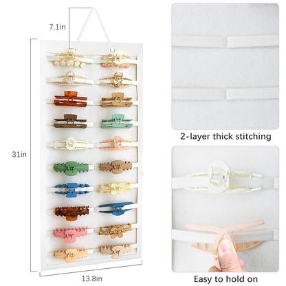 SMUK Claw Clip Organizer for Women, Hanging Mount Hair Clips Holder Organizer for Girls, Hair Bow Claw Clip Stand Storage for Wall, Door, Closet