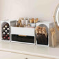 Large Makeup Organizer for Vanity with Brush Holder and Lipstick Display Stand, Countertop Cosmetic Storage with Drawer for Skincare, Nail Polish, Perfume and Eyeshadow Palettes