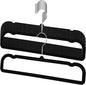 10 Pack Black Velvet Pants Hangers, Felt Plastic Hangers for Space Saving, Flocked Clothing Hanger Heavy Duty Non Slip with 360 Swivel Hook for Coat Jeans Shorts Skirts Tank Top