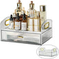 DASITON Vintage striped Makeup Brush holder Organizer,Acrylic Drawers Makeup Organizers,Spacious Cosmetic Display Case,Jewelry Storage,for Vanity,Bathroom,Desk Storage Container（Clear）