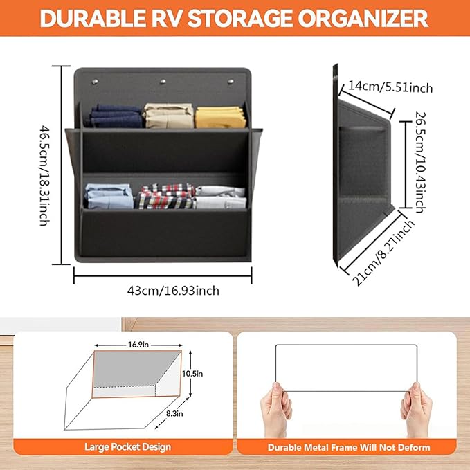 Rv Shoe Storage 2Pcs Behind the Door Shoe Hanger with Adhesive Hook Hanging Shoes Rack with Large Pockets ＆ Mesh Side Pockets Space Saving Fabric Organizer Door Hanger