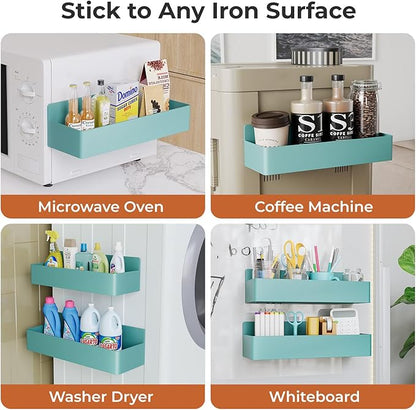 Mystozer Magnetic Spice Rack for Refrigerator, Kitchen Organizer and Storage Shelf, Blue (6 Pack)…