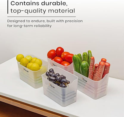 Fridge Storage Boxes (Pack of 4) Freezer & Refrigerator Organizer Containers Kitchen Storage Container Set Kitchen Accessories Items for Home 1200 ml Food Storage Box