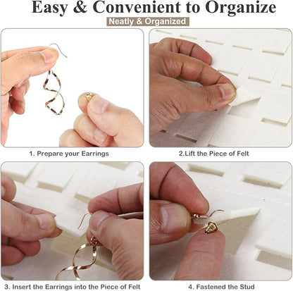 Resovo Hanging Earrings Organizer, Earring Holder & 20 Hooks, Holds Up To 300 Pairs, Compact Design, Soft Material, Earring Hanger Earring Display Hanging Organizer for Women Girls -1 Pack