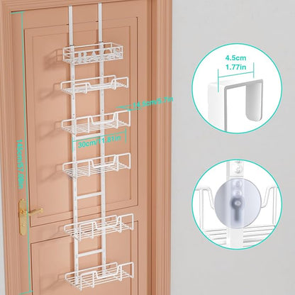 HapiRm Over Door Purse Organizer - Adjustable Purse Storage Rack with Bags Design Metal Basket, Wall Mounted Handbag Organizer, Hanging Handbag Holder, Can Use As 1/2 Part Detachable, White