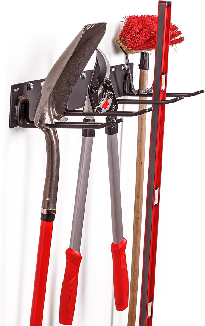 Stud-Mounted Commercial-Grade Steel Garden Tool Organizer for Garage Wall, 1-Pack – 650 lb Rated