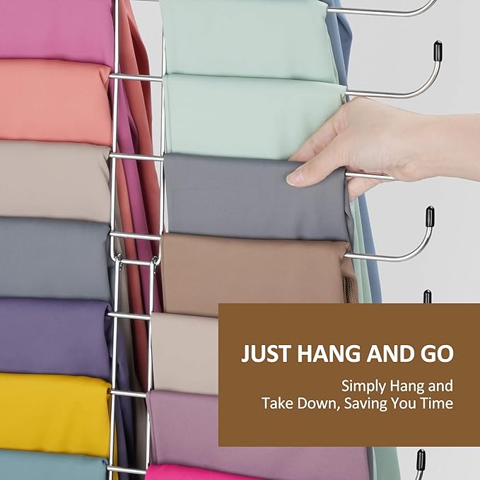 ZEDODIER Legging Organizer for Closet Hanging, Rotatable Yoga Pants Hanger for Women's XS-XL and Girls' Leggings, Holds Up to 20 Pairs Leggings, Space-Saving Closet Organizers and Storage, Silver