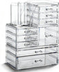 OTYMIOW 3 Tier Clear Acrylic Makeup Organizer Countertop with Brush Holder and 9 Drawers, Bathrooms, Stackable Large Makeup Organizer for Store Skincare, Brushes, Hair Accessories