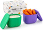 OmieBox UP (2 pack) Leakproof Dips Containers To Go, Salad Dressing Container, Condiment Container with Lids - Food Safe Silicone - 4.5 ounces (Purple/Green)