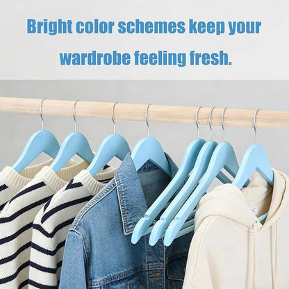 20 Pack Blue Clothes Hangers Slim Wood Hangers Coat Hangers for Closet,Clothes Hanger with Extra Smooth Finish,Precisely Cut Notches for Shirt Suit Dress Women Home Kids (Blue)