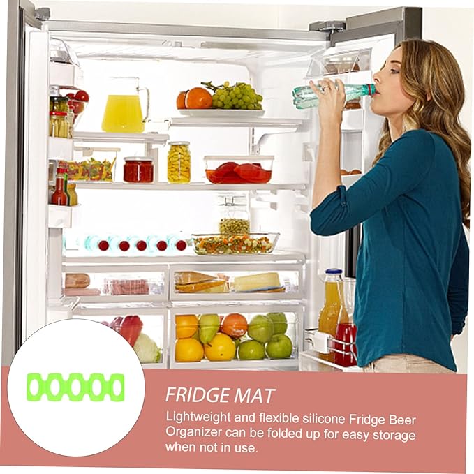 Unomor Silicone Beer Mat Soda Can Dispenser for Refrigerator Convenient Beer Organizer Stackable Drink Holder Easy to Clean Suitable for Cans Fridge Supplies