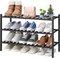 viewcare 3-Tier Black Bamboo Shoe Rack for Entryway, Stackable | Foldable | Natural, Shoe Shelf Storage Organizer for Hallway Closet, Free Standing Shoe Racks for Indoor Outdoor