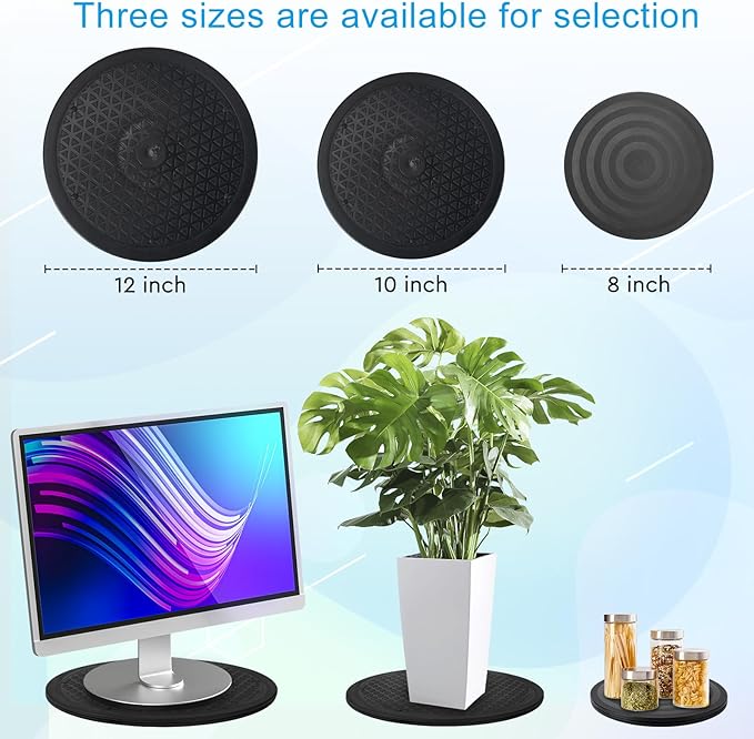 12 Inch Lazy Susan Turntable Organizer, Eichzer Premium Heavy Duty Rotating Swivel Stand with Steel Ball Bearings for Model/Rotating Plants/Crafts Stand/TV/Monitor/Laptop (360˚ Rotation)