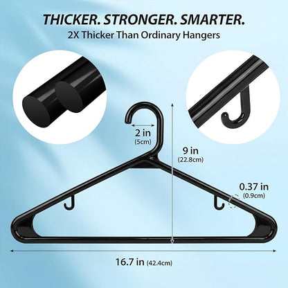 Heavy Duty Plastic Hangers – Super Thick & Reinforced with 20lb Capacity for Coats, Jackets, Pants – Durable Non-Slip Closet Hangers for Heavy Clothing (White, 40 Pack)