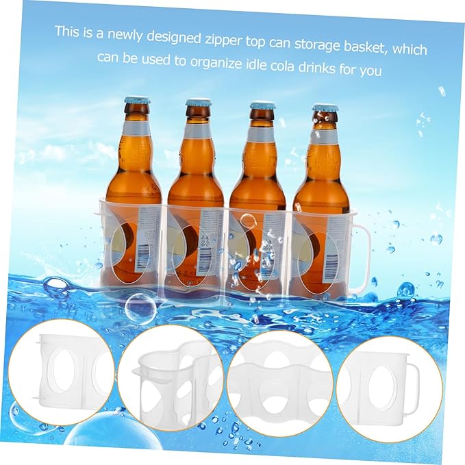 SHOWERORO Refrigerator Crisper Storage Box 2-Pack Clear Plastic can Organizer with Handle Fridge Caddy for Beverage and Kitchen Seasoning Storage