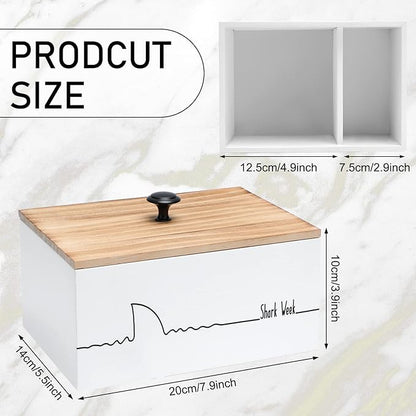 Hoolerry Wood Tampon Holder for Bathroom Farmhouse Pad and Tampon Organizer Feminine Product Organizer Rustic Storage Container for Bathroom Countertop(Simple Style)