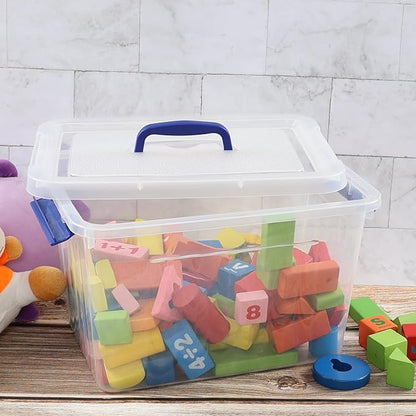 Anbers 12 Quart Clear Plastic Bin with Lid, Latching Box with Handle, Set of 1