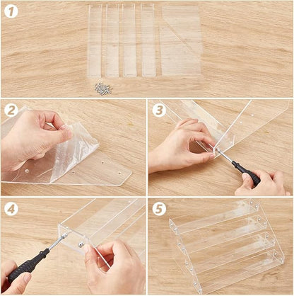 4 Layers Acrylic CD Holder CD Cases Cosmetic Storage Holder Nail Polishes Organizer Shelf Acrylic Makeup Display Rack Stand Clear Cosmetic Display Shelf for DVD Case Makeup Jewelry