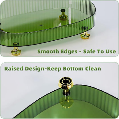 Perfume Organizer, Bathroom Vanity Tray, Acrylic Makeup Trays for Dresser Top, Countertop Decorative Plastic Decor Tray, Perfume Organizer for Women, organizador de perfumes Dark Green