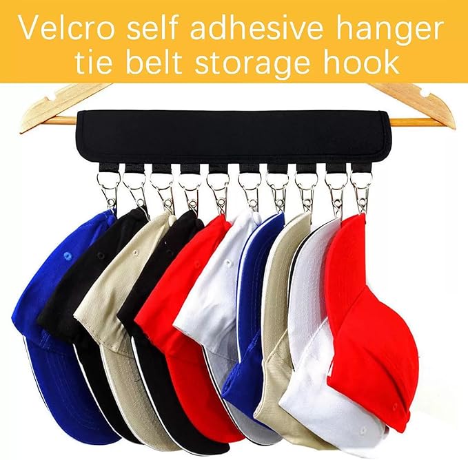 2 Pack Hat Organizer for Baseball Caps and Accessories, 10 Hat Storage Clips of Hat Hanger for Baseball Caps Display and Storage, Hat Rack Fit Hangers and Closet