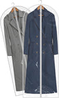 60” All Clear Garment Bags for Travel - PEVA Waterproof Suit Cover with Zipper for Hanging Clothes, long Gowns - Durable Dresser for Closet Storage, Dustproof & Moisture Resistant - 60”/2 Pack