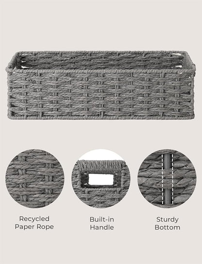 StorageWorks Toilet Tank Basket for Bathroom, Round Paper Rope Wicker Storage Basket Back of Toilet Tank Top, 14 ¼"L x 6 ¾"W x 3 ¾"H, 1 Pack