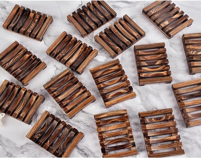 15 Pieces Wooden Soap Dish, Bathroom Wooden Soap Case, Hand Craft Bathtub Shower Dish Accessories