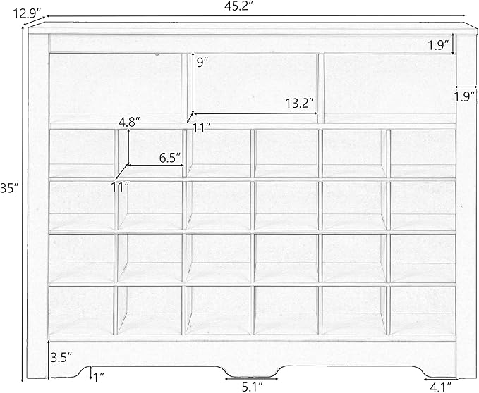 JIVOIT Modern Square Shoe Cabinet with Curved Base, Sleek Design 24 Shoe Cubby Console, Versatile Sideboard for Hallway, Bedroom, Living Room (Black,Curved Base)