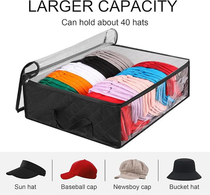 2 Pcs Hat Organizer for Baseball Cap, Hat Storage Bags with Carry Handles Hat Holder Rack for Closet Travel Hat Organizer