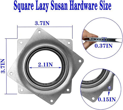 18Pack Lazy Susan Hardware, 4-inch Lazy Susan Hardware Square for Crafts, 300lbs Capacity Zinc Plated Steel Swivel Bearing for Turntable, Serving Trays, Kitchen Storage Racks, Rotating Bearing Plate