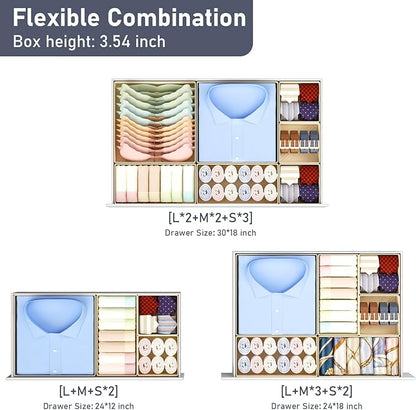 DIMJ Drawer Organizer Clothes - 20 Pack Closet Drawer Organizer Bins for Baby Clothes Storage, Fabric Dresser Organizer for Nursery Bedroom, Foldable Small Drawer Dividers for Underwear Socks