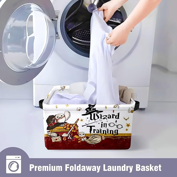 Book Magic Owl Storage Basket Large Foldable Owl Storage Bin Cube Collapsible Organizer for Pantry Bedroom Decor