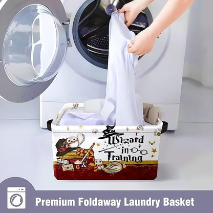 Book Magic Owl Storage Basket Large Foldable Owl Storage Bin Cube Collapsible Organizer for Pantry Bedroom Decor