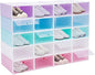 20 PCS Shoe Storage Boxes,Clear Plastic Colorful Shoebox Stackable Shoe Organizer Foldable Display Box Container Closet Shelf Display Case Ventilation
