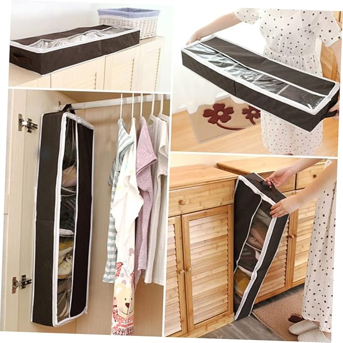 Healifty Portable Foldable Non Woven Shoes Storage Box with Visible Window Lightweight Shoe Organizer for Home Small Space Saving and Large Capacity
