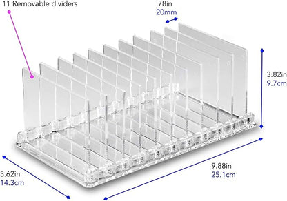 Acrylic Makeup Storage Eyeshadow Palette Organizer w/Removable Dividers 10 Space Display Case Fits Virtually All Blush Powder Pallet Sizes (3)