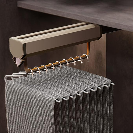 Extendable Pull-Out Closet Valet Rod,Fashion Retractable Pants Hangers,Non-Slip Solid Hanging Rod,Double Damping Slide Track,for Shallow Cabinet/Narrow Cabinet,Load-Bearing 30 kg