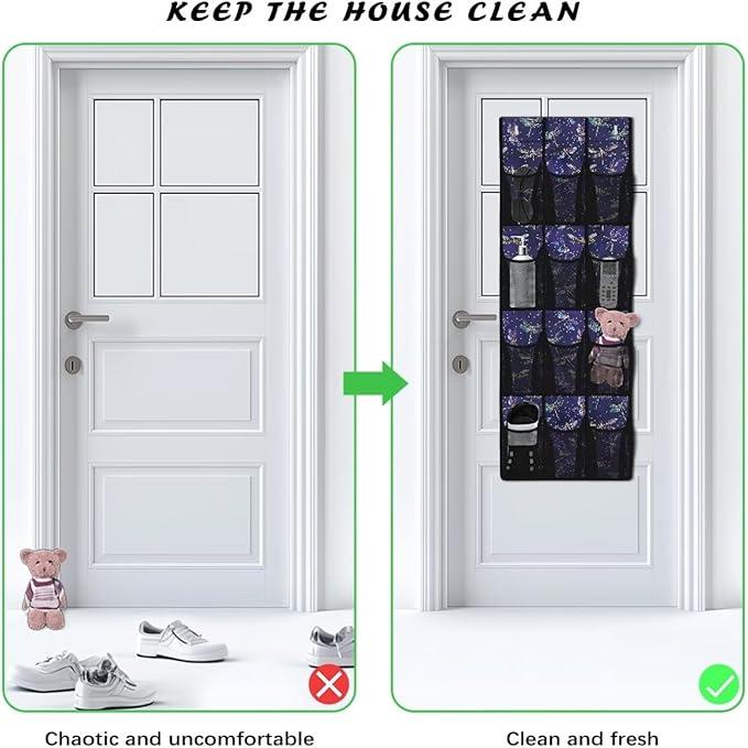 12 Large Pockets Over the Door Shoe Organizer Dragonfly Hanging Shoe Rack for Closet Foldable Shoe Hanger for Space Saving