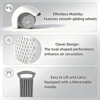 Laundry Basket with Wheels, Lid, and Handles for Easy Rolling, Dirty Clothes Organizer, White, 1 Pack