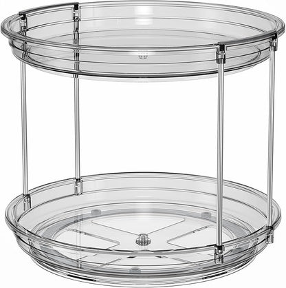LAMU 2 Tier Lazy Susan Turntable Organizer 9.25'' Rotating Spice Rack Organization for Cabinet, Kitchen, Pantry, Countertop, Bathroom, Vanity, Medicine Cabinet Organizer, Grey