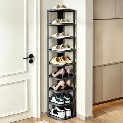 UFORU 9 Tier Vertical Shoe Rack,Corner Shoe Organizer for Entryway,Narrow Free Standing Shoe Organizer for Small Spaces,Tall Shoe Rock for Closet,Easy Assembly Shoe Storage Stand