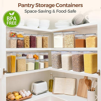ComSaf Food Storage Containers with Lids Set of 3 (2L/2.1Qt) (1.4L/1.5Qt) (0.8L/0.8Qt), Airtight Food Storage Container, Plastic Canister Sets for Kitchen, Pantry Organizer for Sugar, Cereal and Snack