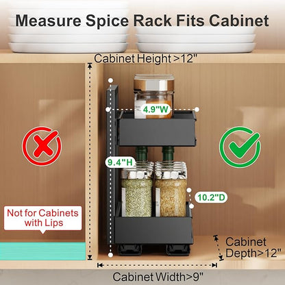 iSPECLE Spice Racks for Inside Cabinet - Peel and Stick No-Drill Vertical Spice Racks for Inside Cabinet Easy Access No Digging, Adjustable Height for 4oz to 8oz Spice Jars, For Kitchen Pantry Cabinet