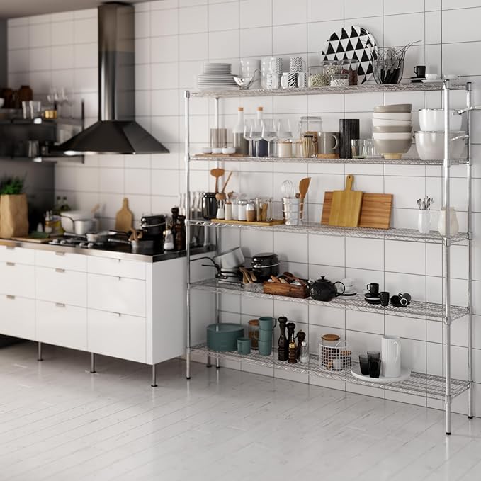 14" Deep x 72" Wide x 74" Height Wire Shelving Kit | 5-Tier | NSF Commercial Storage Rack Unit