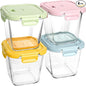 Glass Soup Containers with Lids 32oz - Borosilicate Glass Storage Containers 4 Cup, Freezer to Microwave Safe, Airtight Leak Proof, Square Soup Meal Prep Containers for Lunch Travel- 4 Pack