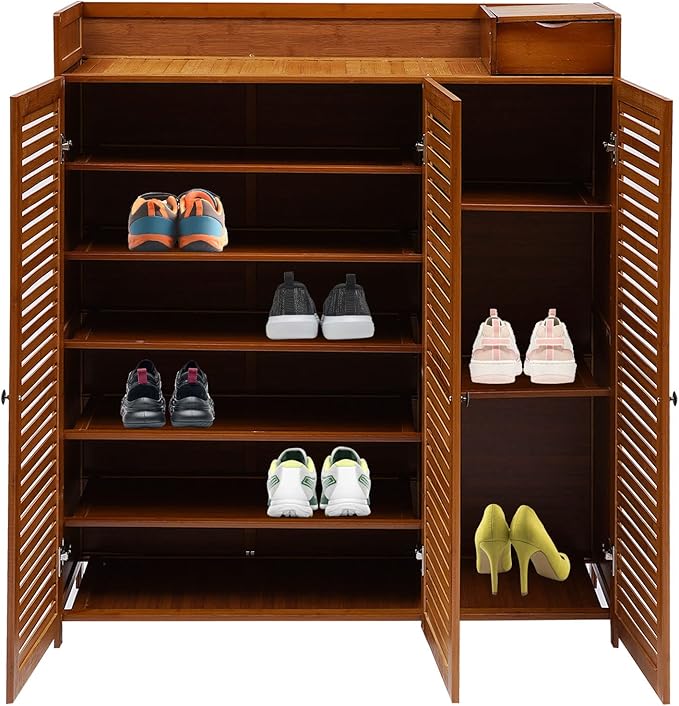 7-Layer Bamboo Shoe Storage Rack, Multi-Functional Freestanding Shoe Rack, Wooden Entrance Shoe Rack, Separate Shoe Rack/Shoe Storage Cabinet/Shoe Rack/Storage Cabinet (Brown)