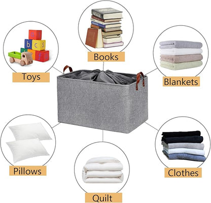 DULLEMELO Extra Large Grey Basket for Organizing, Collapsible Fabric Storage Basket with Handles, 70L Oversized Storage Bin, Large Closet Toys Blanket Organizer for Living Room, Laundry, Nursery