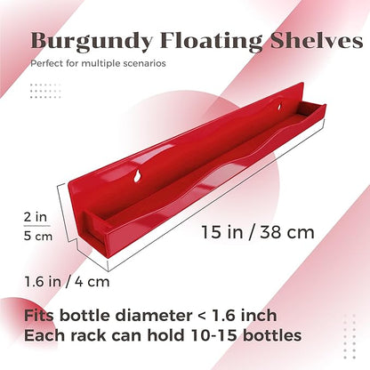 6 Pack Nail Polish Organizer,15 Inch Nail Polish rack for 66-90 Bottles, Dark Red